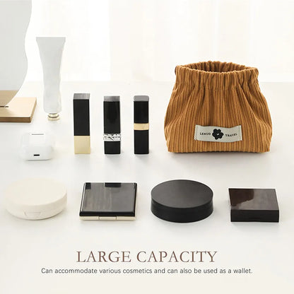 Portable Corduroy Elastic Storage Pouch