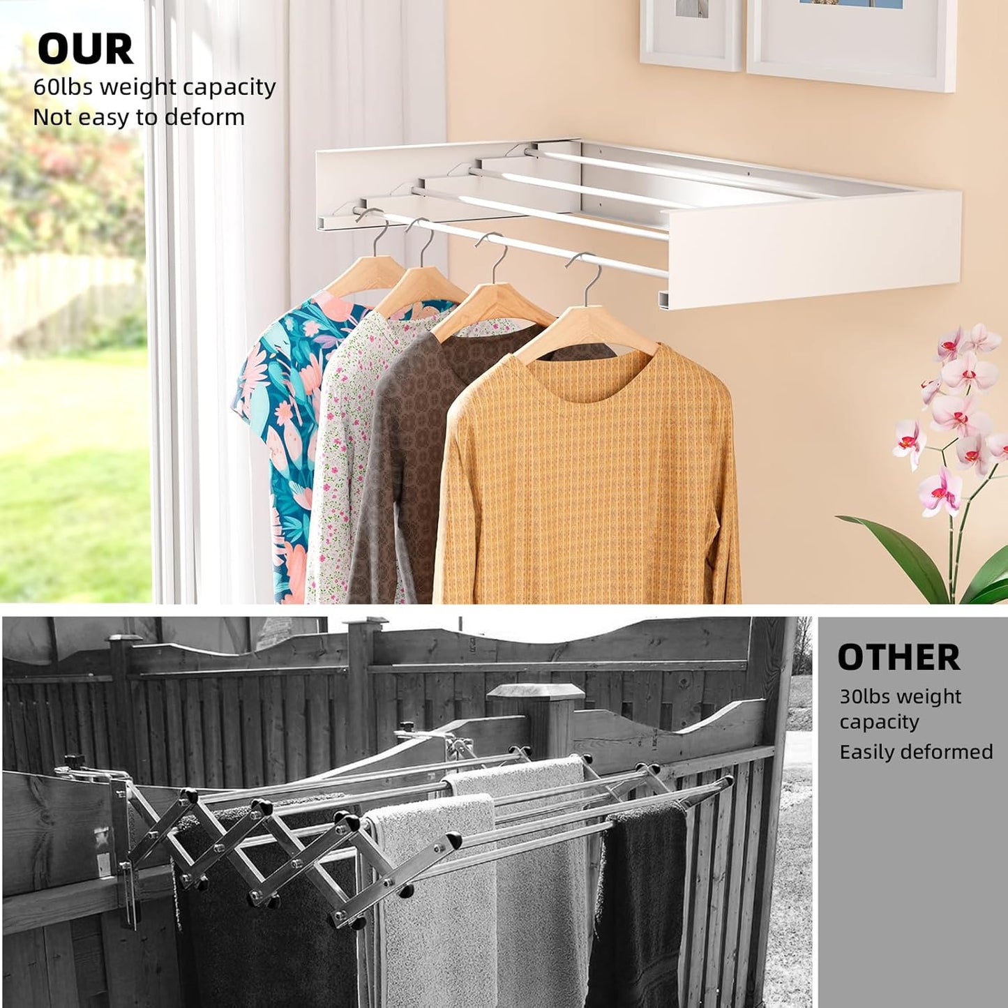 Collapsible Wall Mounted Laundry Drying Rack
