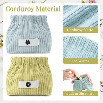 Portable Corduroy Elastic Storage Pouch