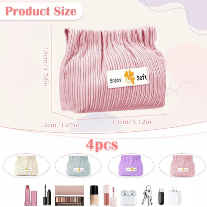 Portable Corduroy Elastic Storage Pouch