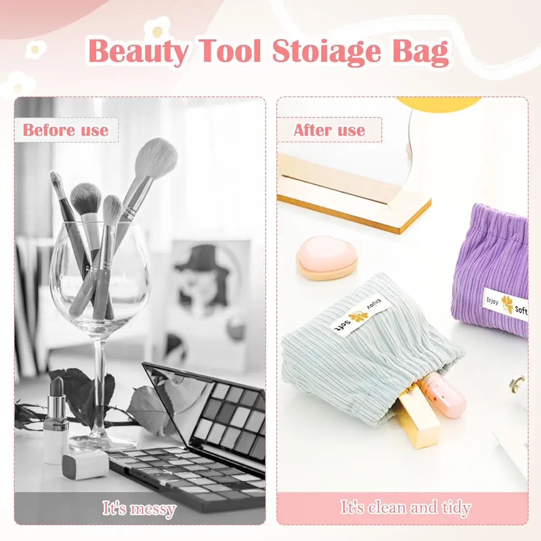 Portable Corduroy Elastic Storage Pouch