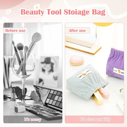 Portable Corduroy Elastic Storage Pouch