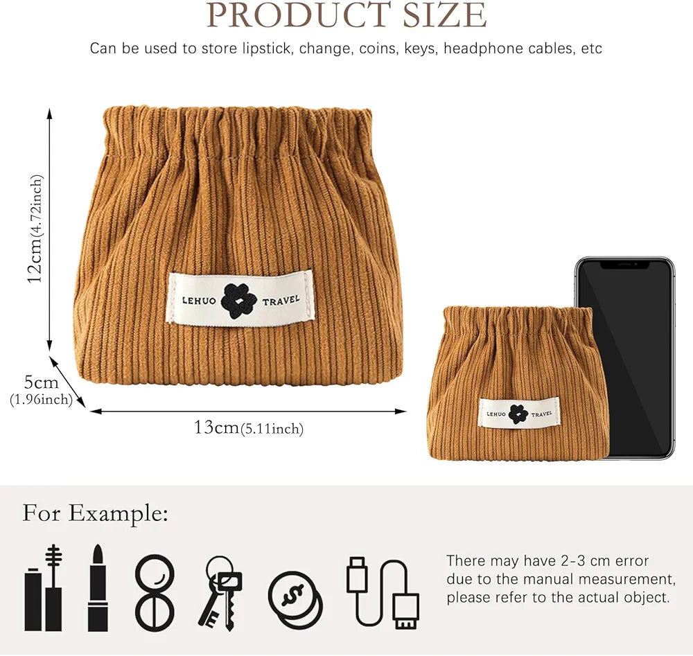 Portable Corduroy Elastic Storage Pouch