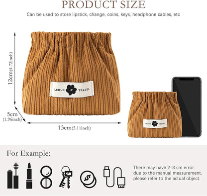 Portable Corduroy Elastic Storage Pouch