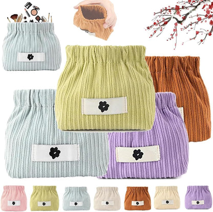 Portable Corduroy Elastic Storage Pouch