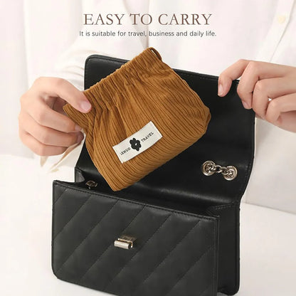 Portable Corduroy Elastic Storage Pouch