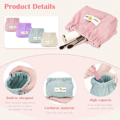 Portable Corduroy Elastic Storage Pouch