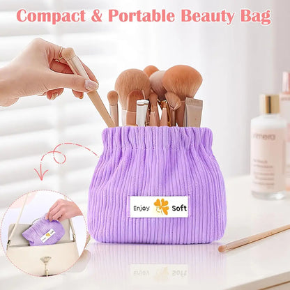 Portable Corduroy Elastic Storage Pouch