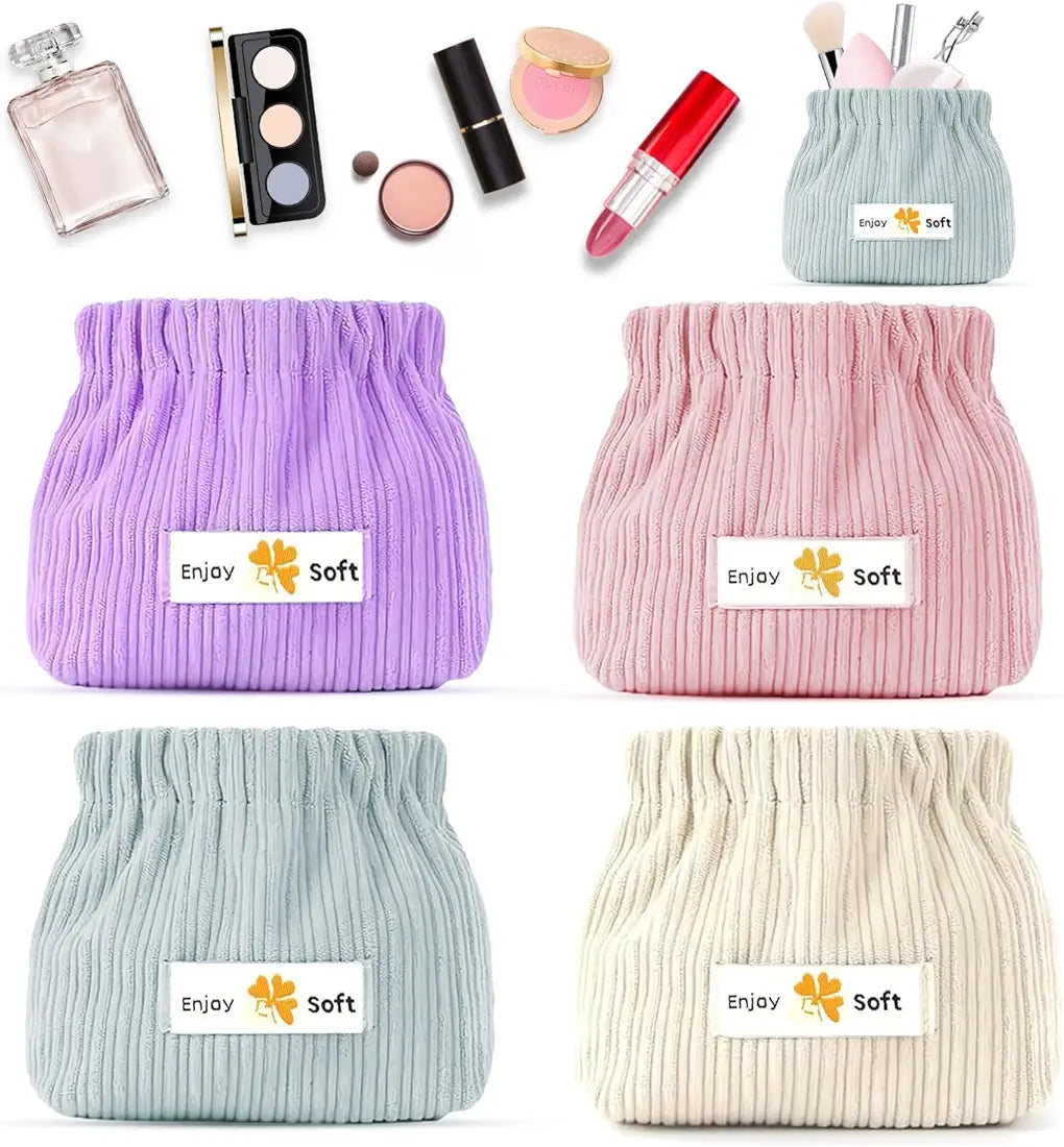 Portable Corduroy Elastic Storage Pouch