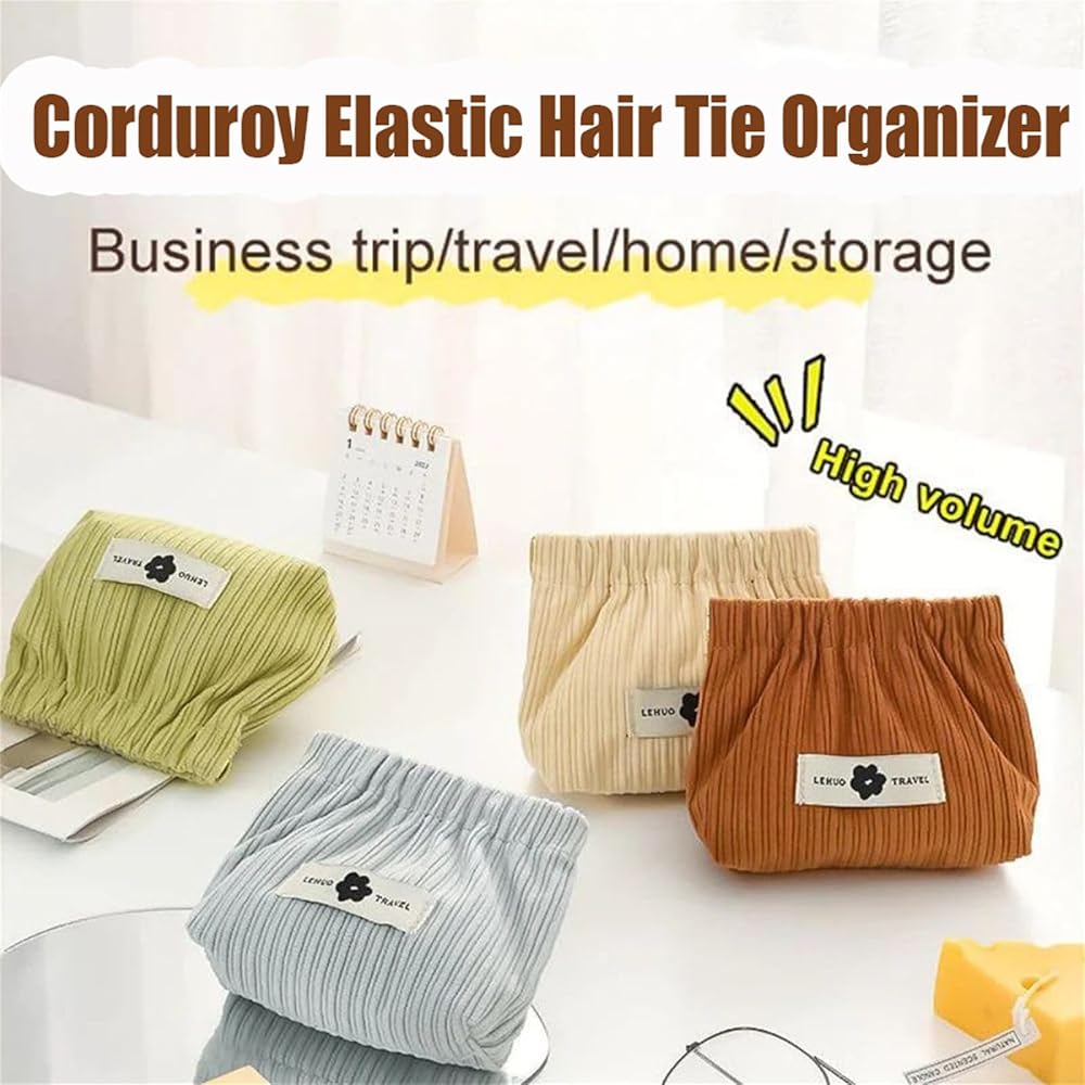Portable Corduroy Elastic Storage Pouch