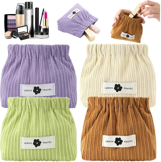 Portable Corduroy Elastic Storage Pouch